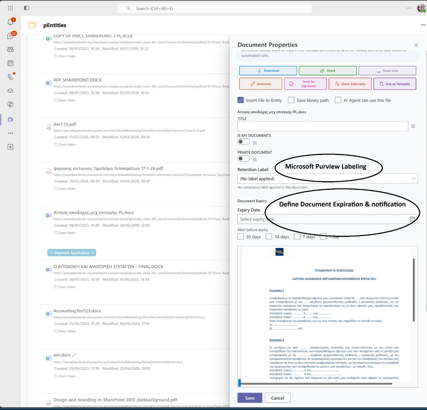 Applying Microsoft Purview retention labels