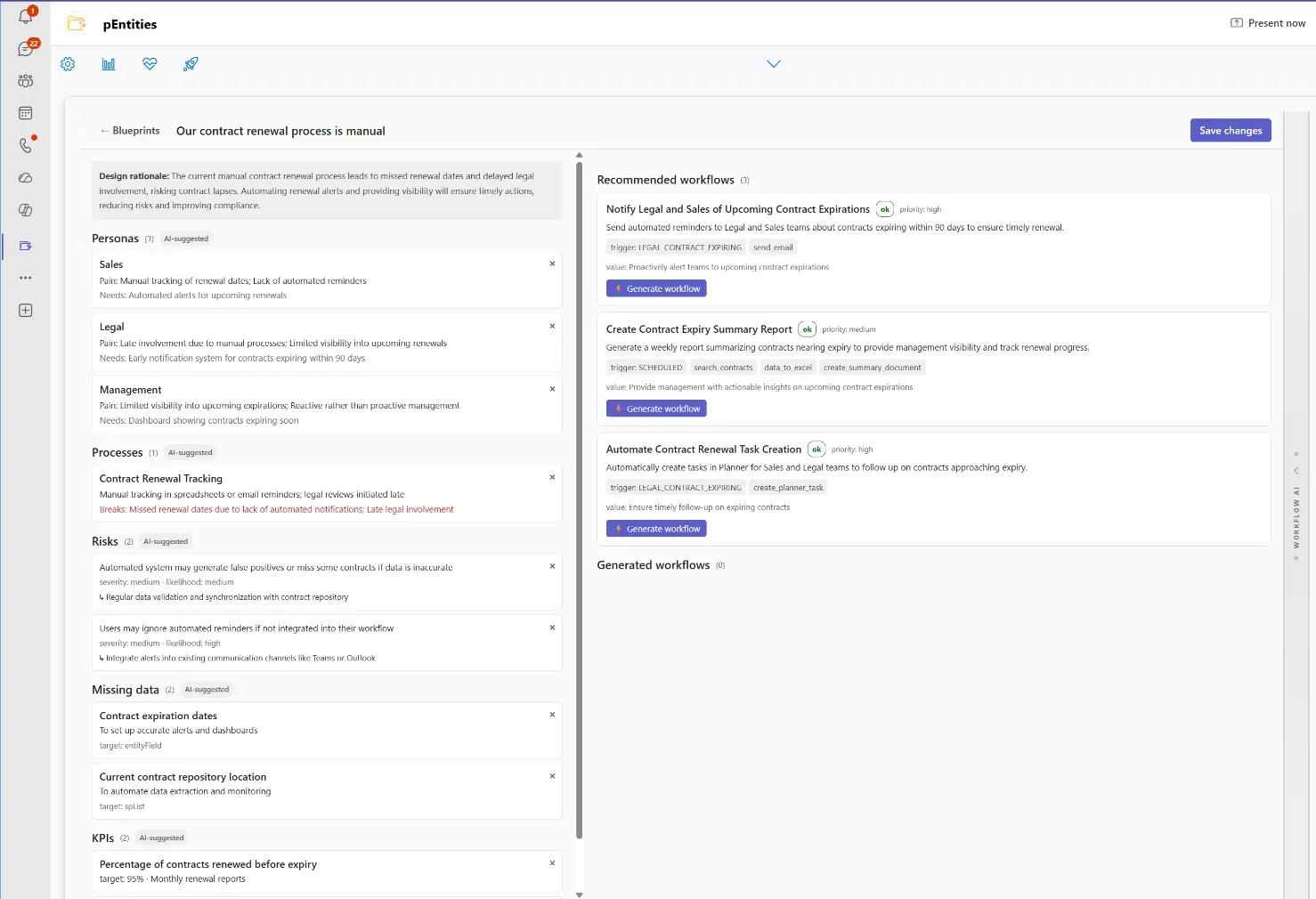 Blueprint problem to recommended workflows